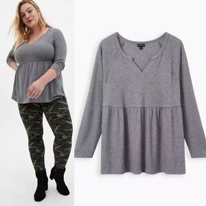 Torrid Gray Ribbed Tunic Top